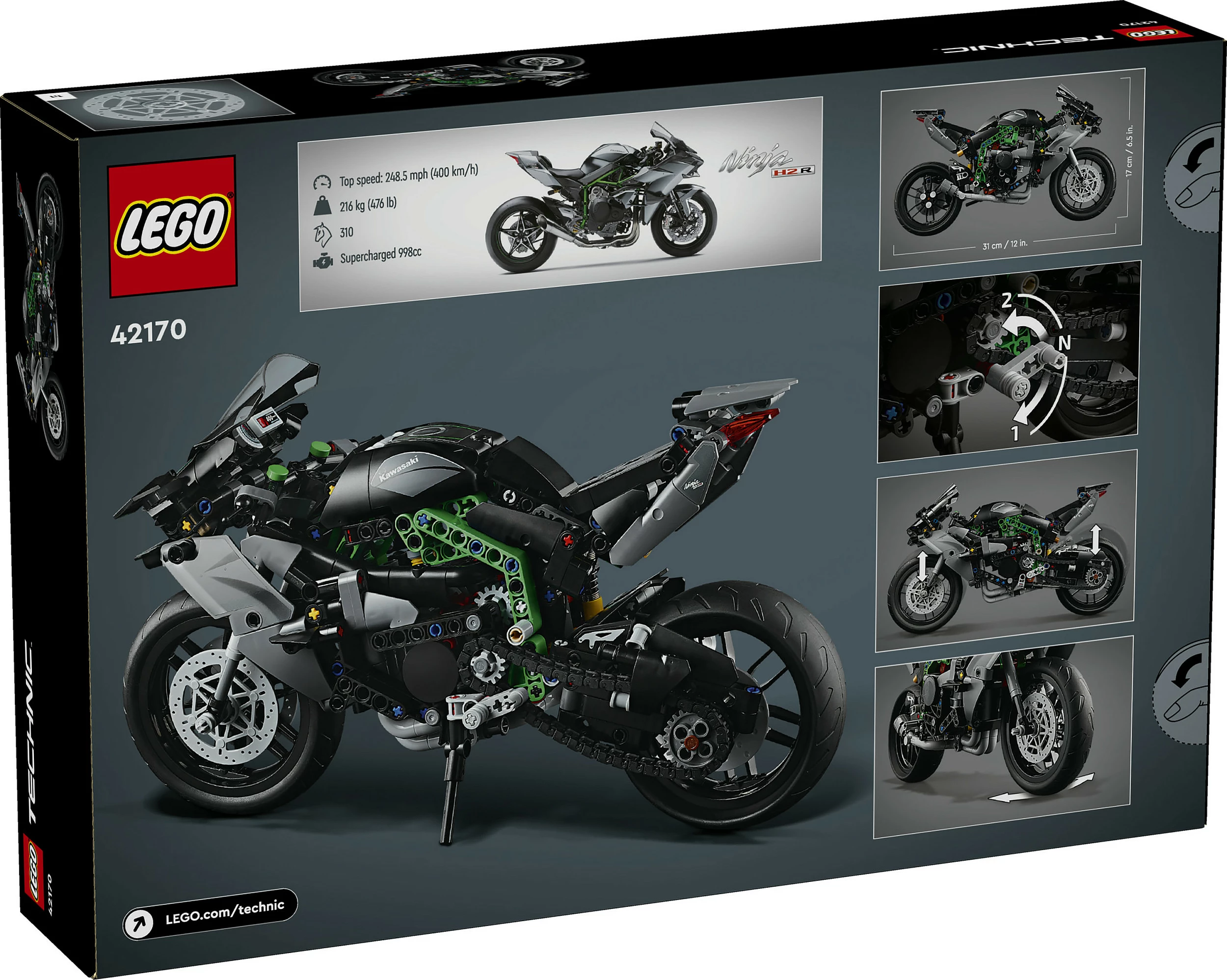 Set ndërtimi LEGO Technic Kawasaki Ninja H2R, 643 pjesë, shumëngjyrësh