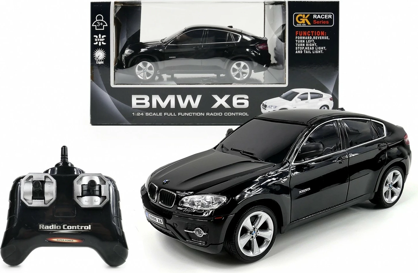 Makinë R/C Artyk BMW X6 1:14, 18 cm, 2.4 GHz, e zezë, set me kontroller