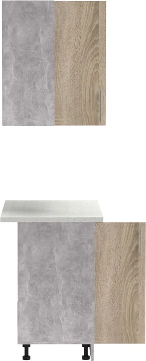 Njësi kuzhine Festa I melamine, ngjyrë sonoma dhe banak kuzhine ngjyrë gri e çelët, 100x60x85cm