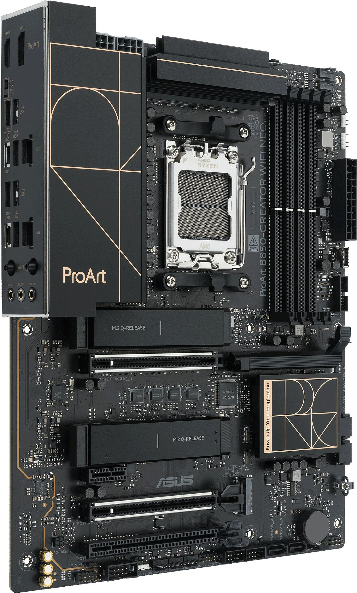 Pllakë amë ASUS ProArt B850-Creator WiFi Neo, Socket AM5, DDR5 256GB, PCIe 5.0, WiFi 7, e zezë me detaje ari