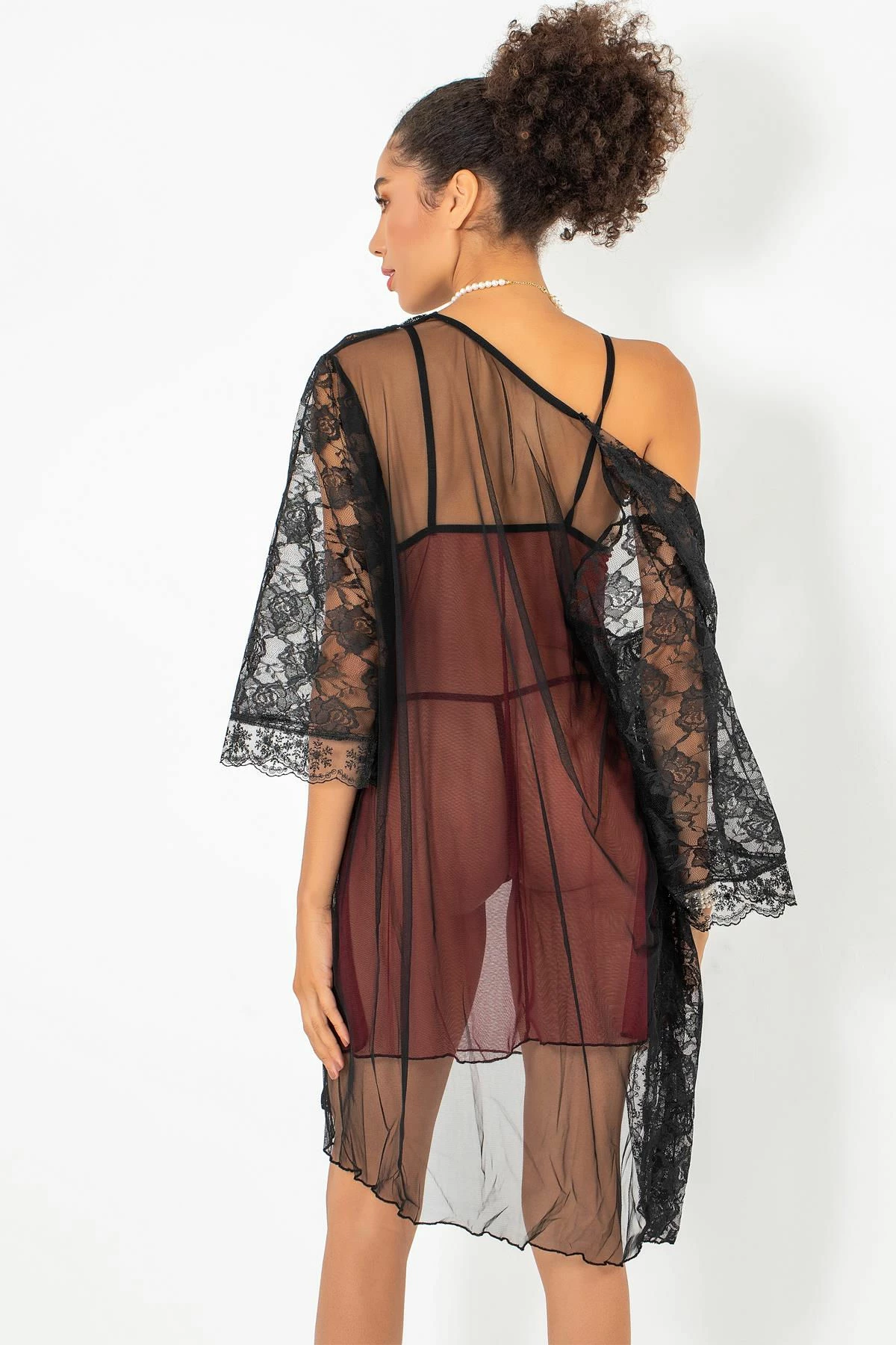 Set fustan nate me mëngjes, ngjyrë e kuqe Claret, Jumeon, 011-008004