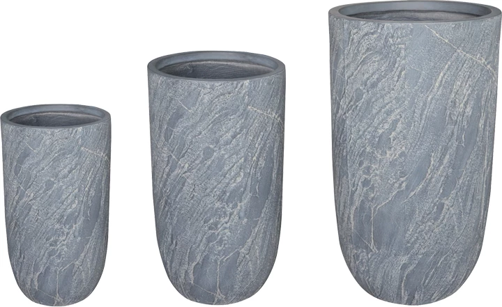 Set vazo Anteria, 3 copë, qeramike, ngjyrë gri-bezhë