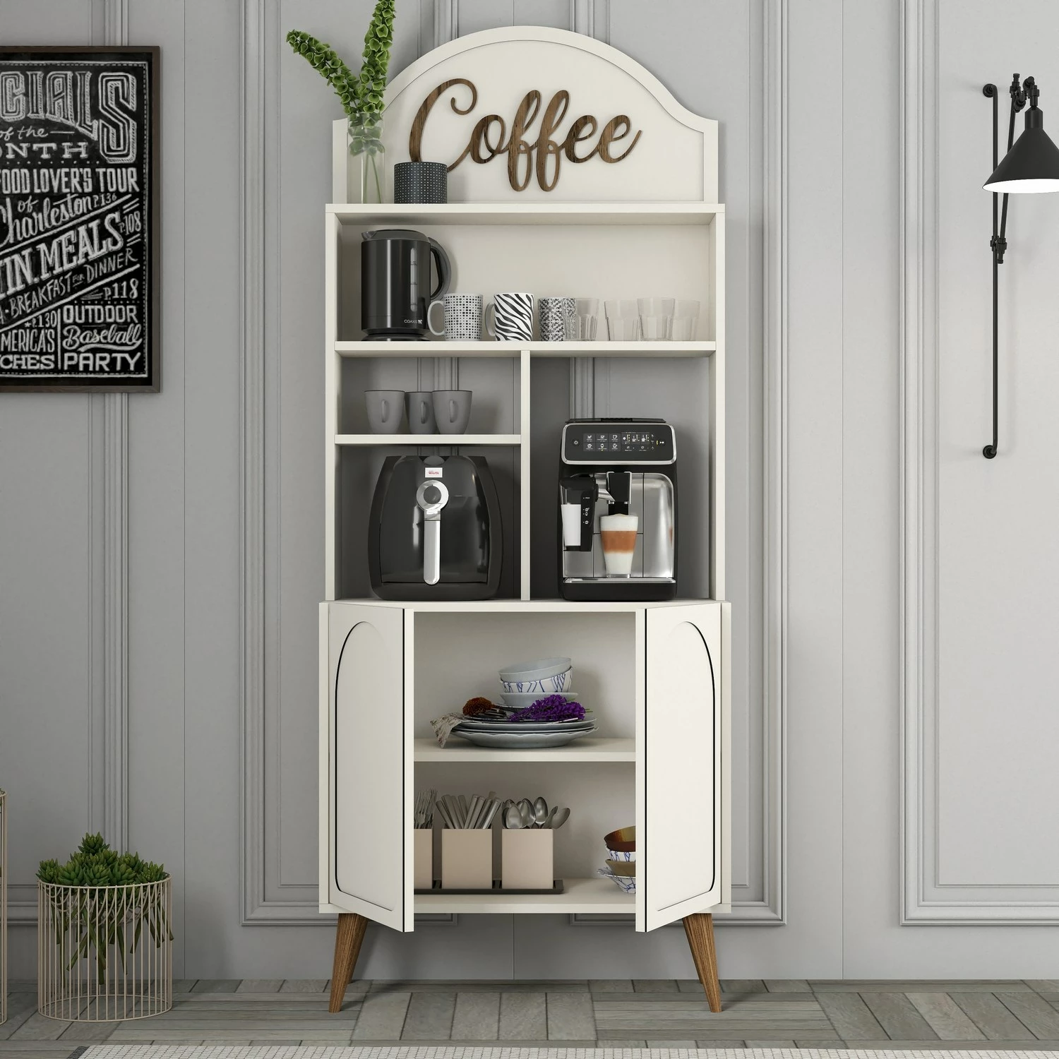 Dollap për kafe, Hanah Home, Lyon 80, krem dhe arre