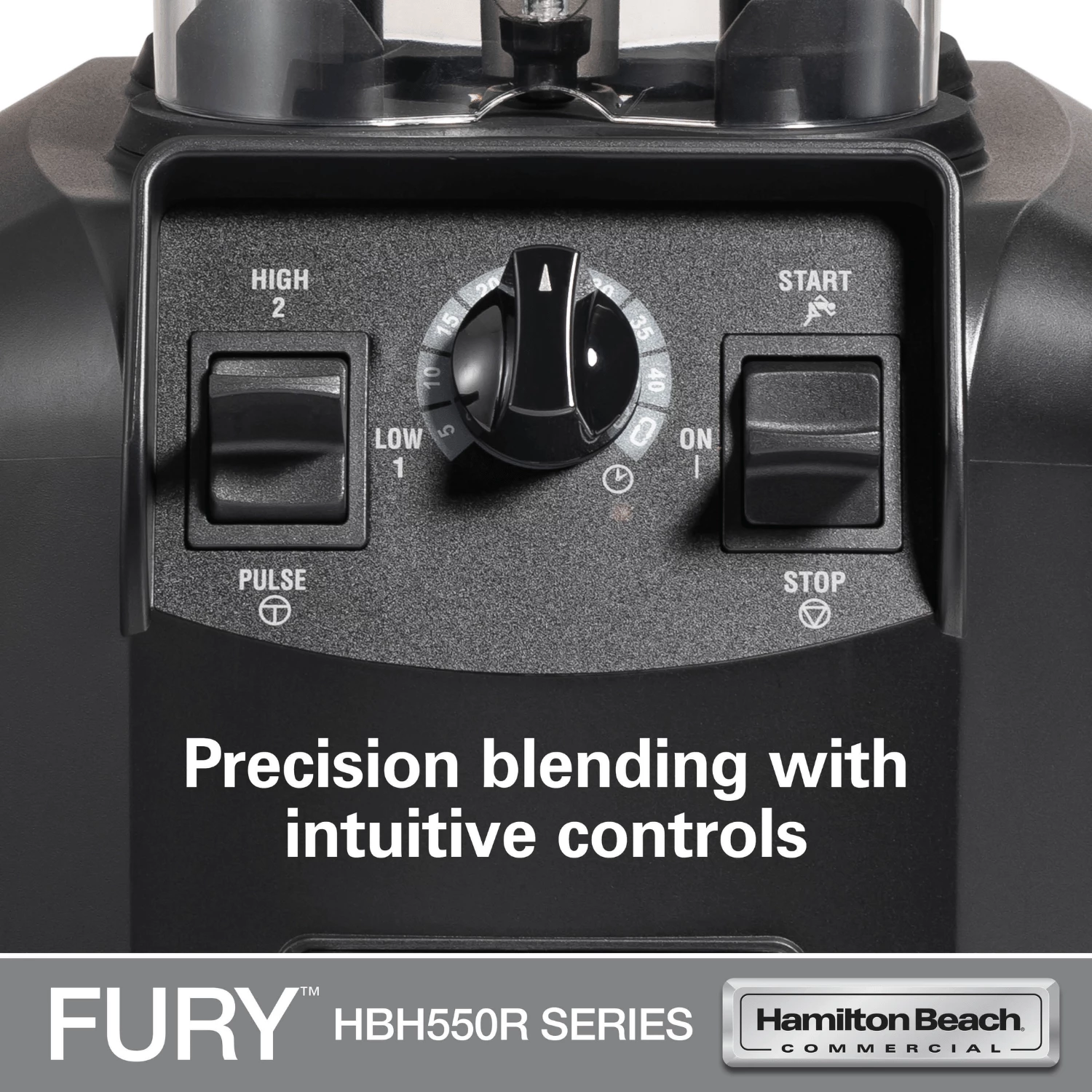 Blender performancë e lartë, Hamilton Beach Commercial Fury, 1.8 L, motor 3 HP, kohëmatës me fikje automatike, kavanoz BPA-free copoliester, 178x203x457 mm, e zezë