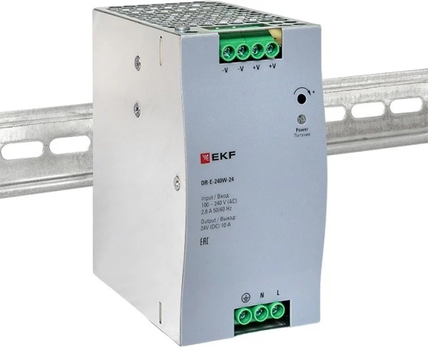 Trafo 24V DC DR-240W 10A për montim në shina