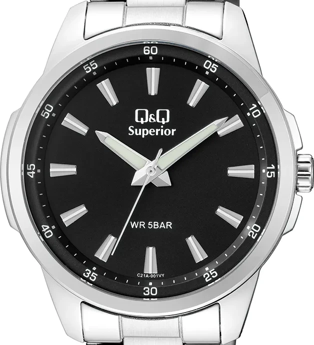 Orë dore Q&Q C21A-001VY, e argjendtë/zezë