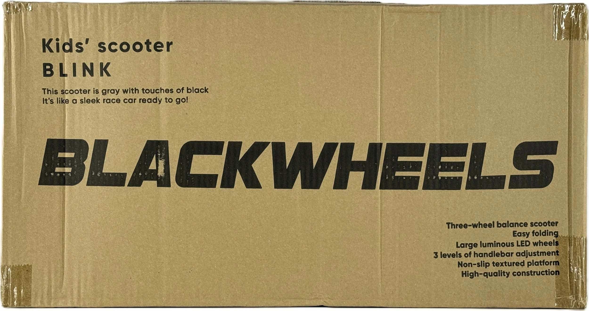 Skuter tre-rrotësh Blackwheels Blink, rrota LED, i palosshëm, 61-75 cm, 25 kg max, gri