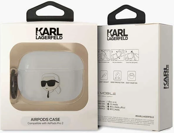 Mbështjellës Karl Lagerfeld KLAP2HNIKTCT për AirPods Pro 2, transparent, me unazë