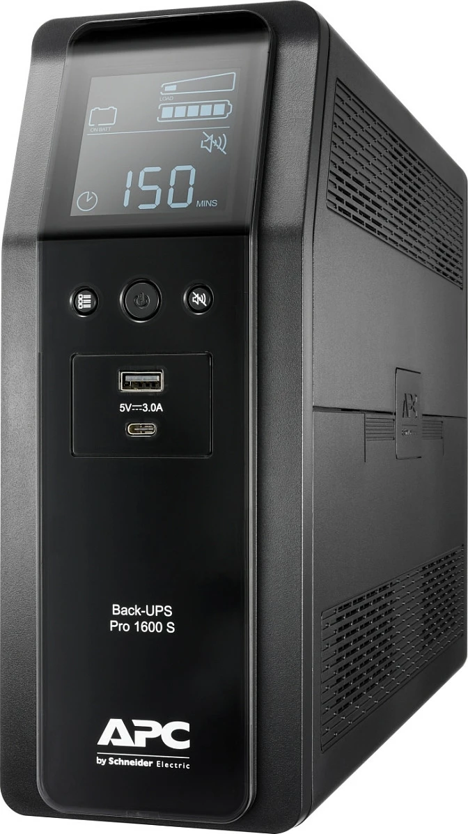 UPS APC Back-UPS Pro 1600S, 1600VA/960W, 8x IEC C13, Sine Wave, AVR, LCD, USB-A + USB-C, Mini Tower, e zezë