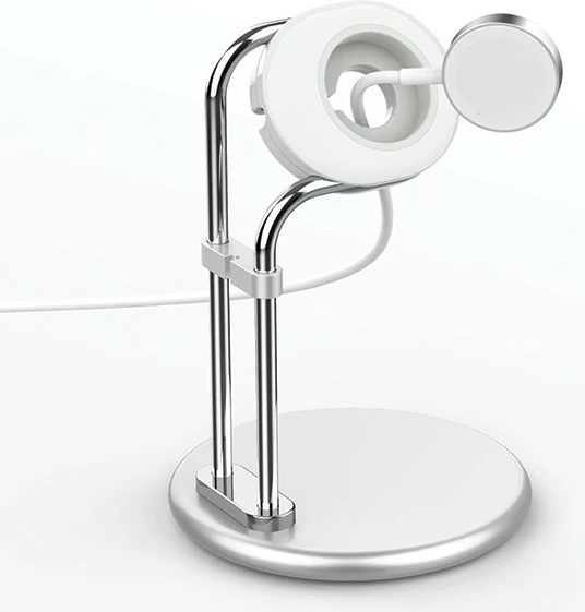 stendë karikimi për Apple Watch SODI SAW-300, alumini, kënd 55°, kompatibile 38-49mm, Argjendi