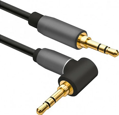 Kabllo audio Helos PREMIUM, Klinkë 3.5mm male-male, 3m, 90°, e zezë