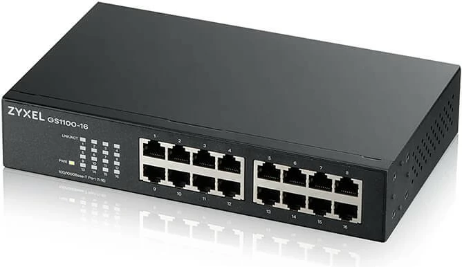 Switch i pamenaxhuar Zyxel GS1100-16, 16 porta Gigabit, i zi