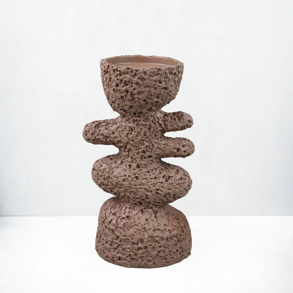 Mbajtës qiriri dekorativ LUSTRE I, rrëshirë, ngjyrë kafe, 14.5x9.5x25cm