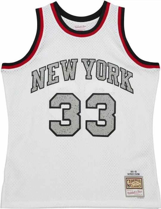 Fanellë Mitchell & Ness NBA Knicks 1991 Patrick Ewing për Meshkuj, e Bardhë
