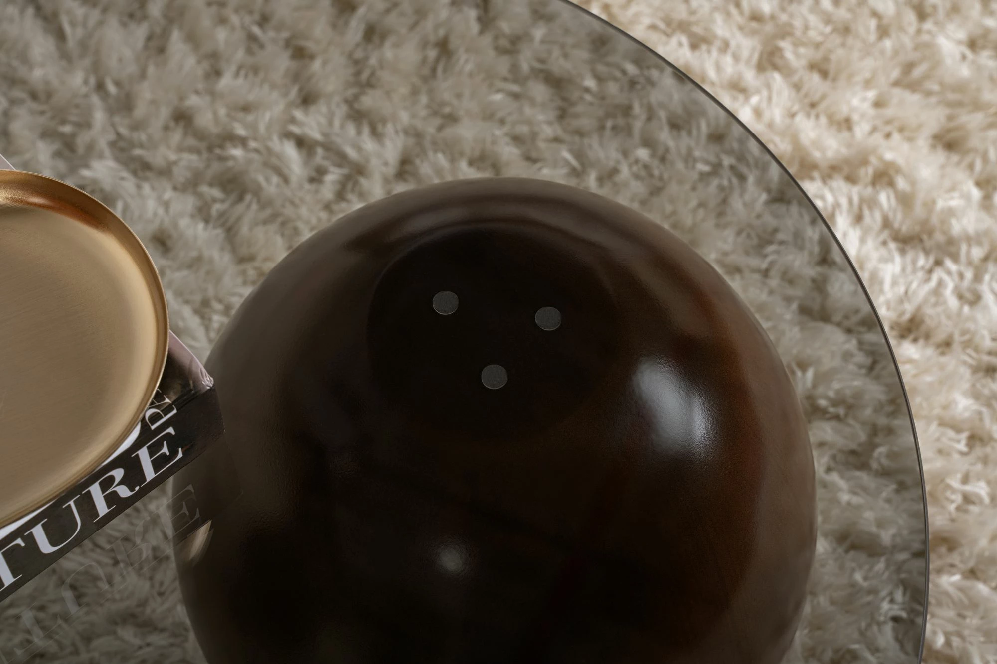 Tavolinë kafeje Skye Decor, sferë, ngjyrë arre, gri