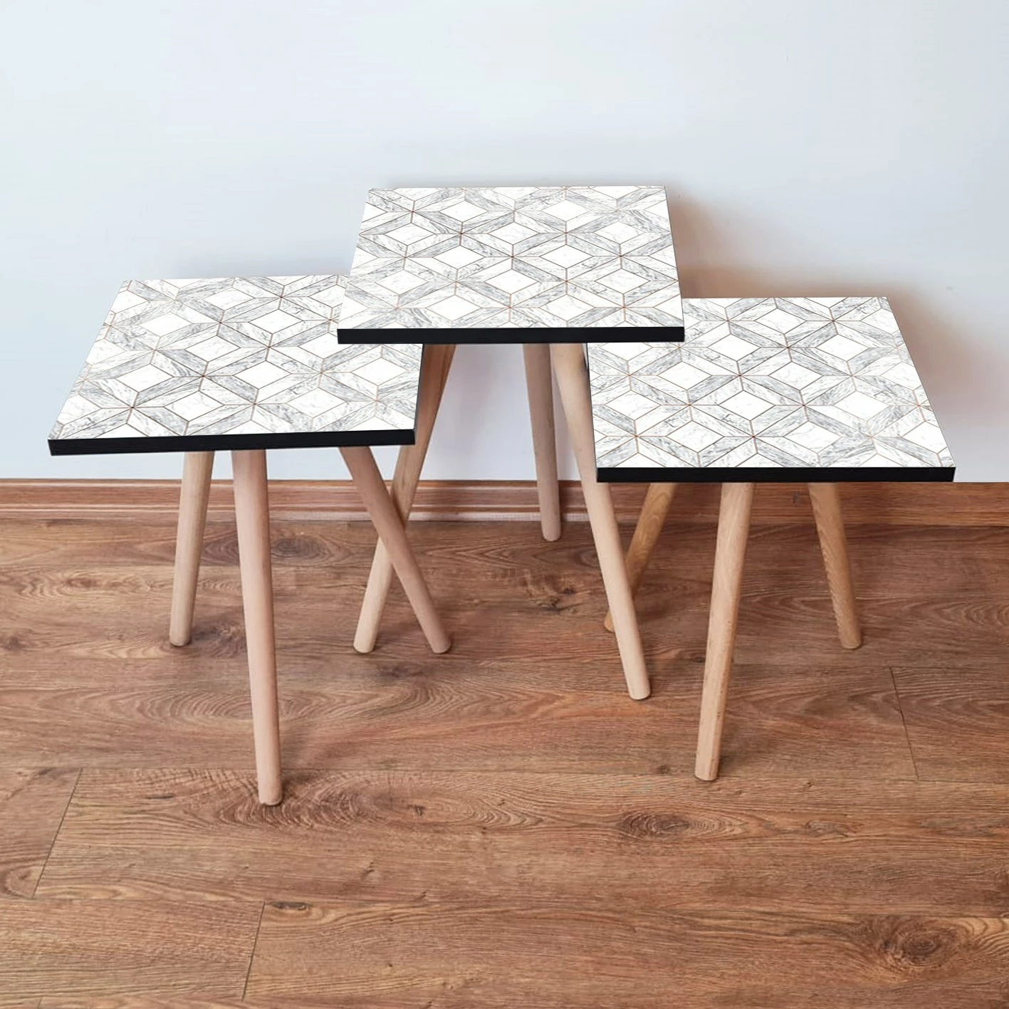 Set tavolinash ndihmëse të vendosshme (3 copë), Skye Decor, 3Shp319, ngjyrë e bardhë