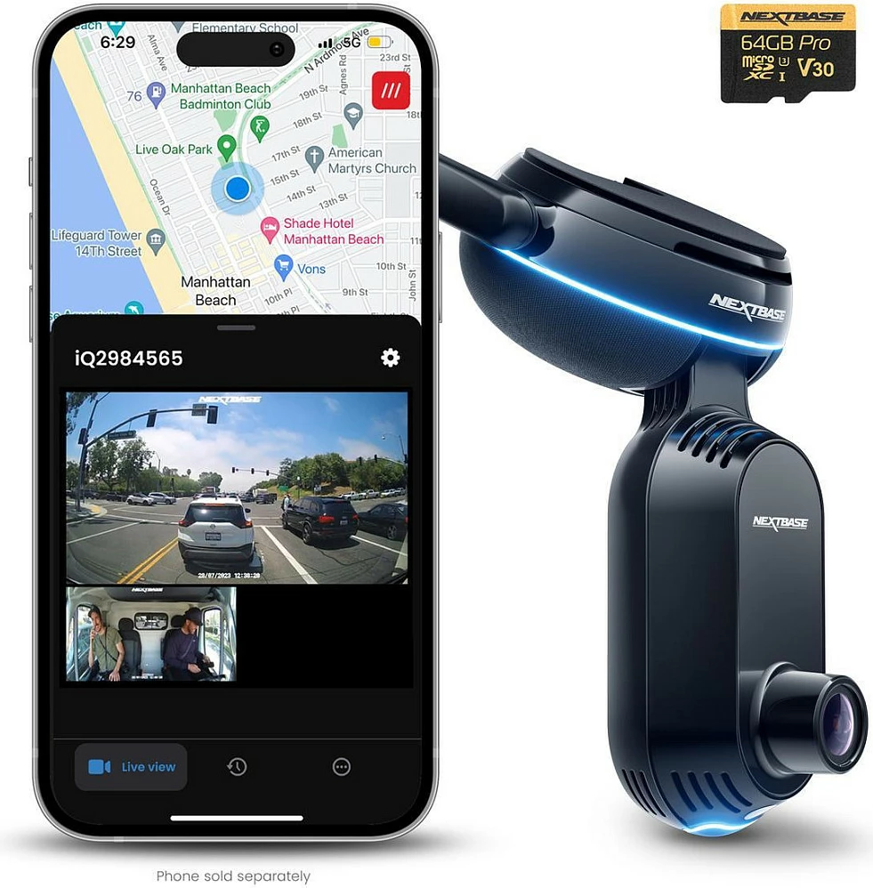 Dashcam Nextbase iQ 4K, me kartelë SD 64GB, e zezë
