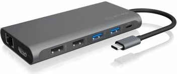 Stacion docking USB-C ICYBOX IB-DK4050-CPD 12-në-1 100W Power Delivery 3 ekrane 4K@60Hz antracit/zi