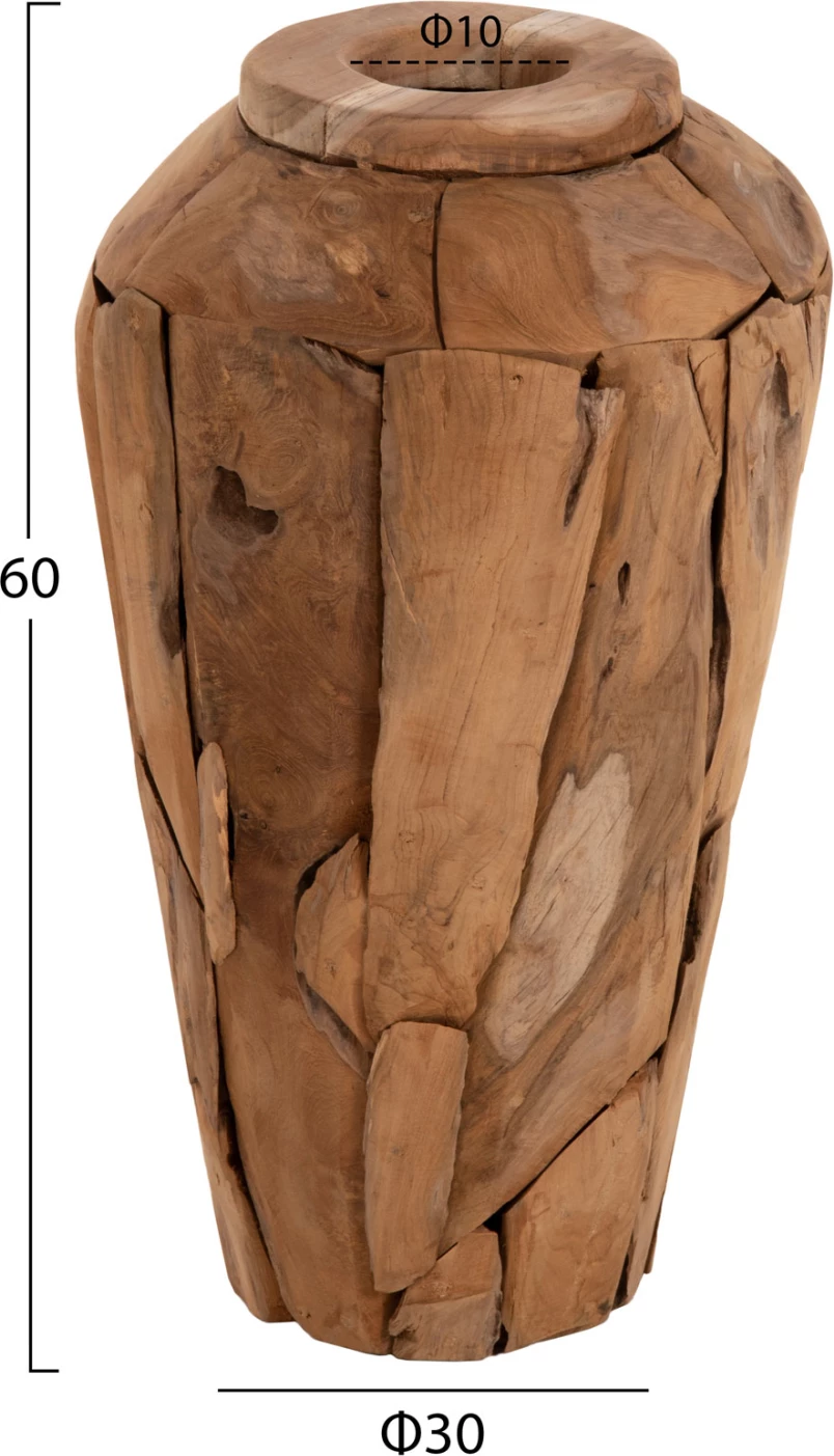 Vazo dekorative ZENIA FH7919 copa të ricikluara druri tik ngjyrë natyrale Φ30x60Hcm