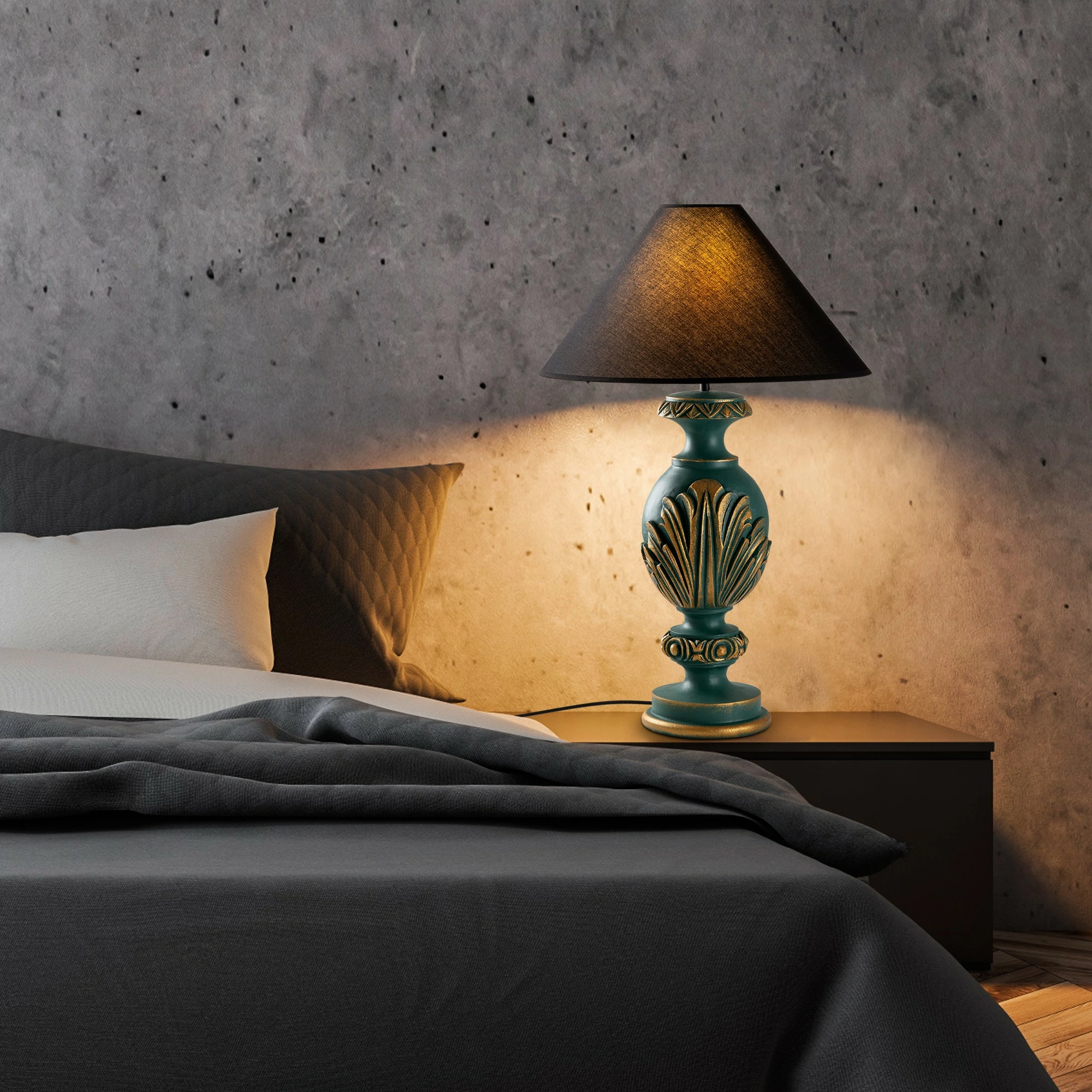 Llambë tavoline Opviq, ELEGANZE-5311, ngjyrë e gjelbër dhe e zezë