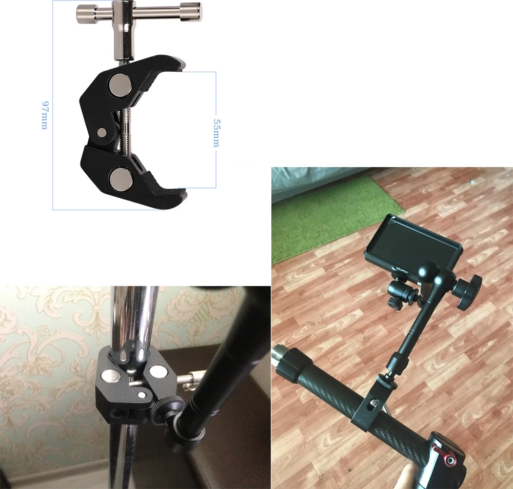 Mbajtës kapëse për kamerë/mikrofon, Hurtel, universal me krah të artikuluar, i rregullueshëm, zi