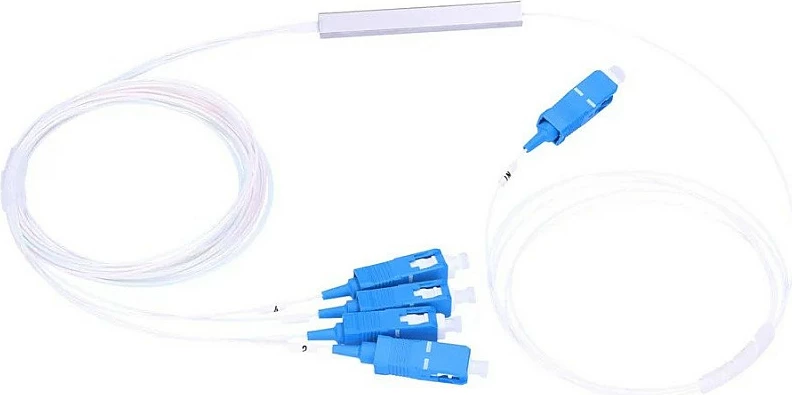 Splitter optik Extralink PLC 1:4 SC/UPC, 900µm, 1.5m, blu/bardhë
