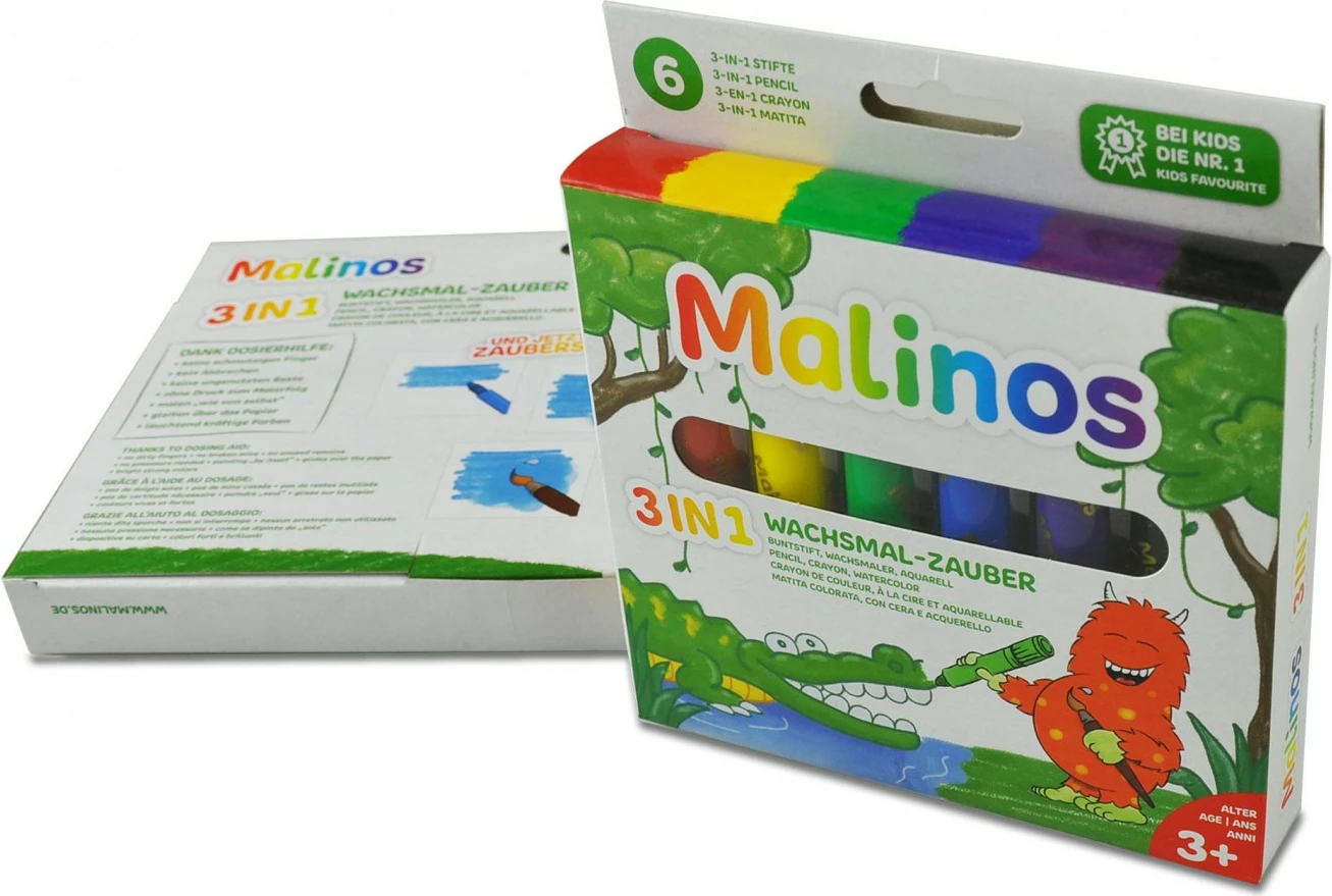 Set lapsa ngjyrues Malinos 3-në-1, 6 copë, multikolor