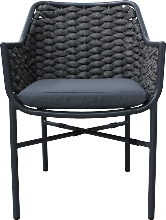 Karrige me krahë Ortegia, alumini, ngjyrë antracit, 57x62x82cm