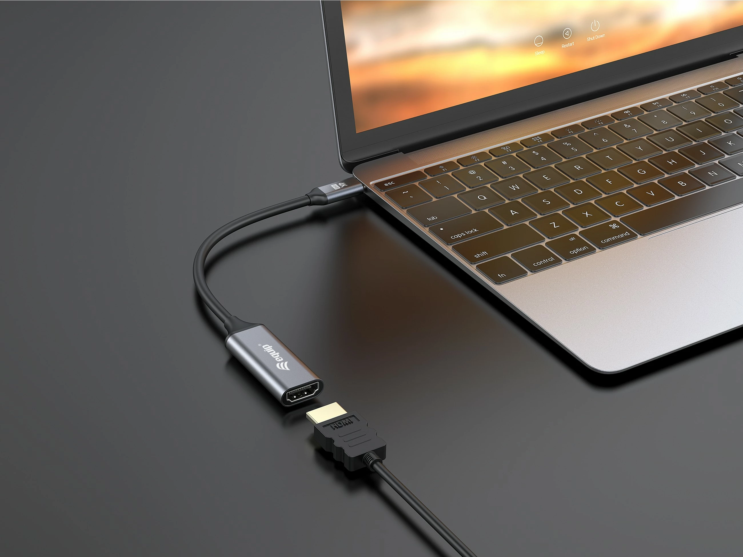 Adapter USB-C në HDMI 2.0 Equip, 4K/60Hz, 0.15m, i zi/gri