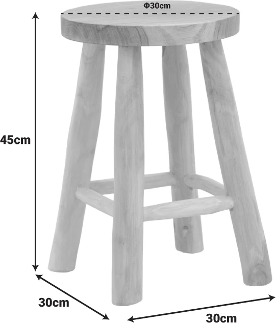 Stool Sega, dru tik natyral, 30x45cm