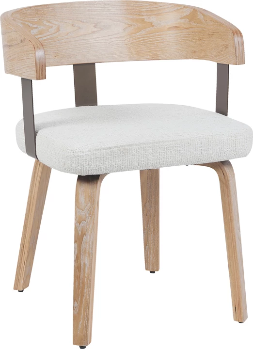 Karrige me krahë Anesy, metal-dru dhe material tekstili, ngjyrë bezhë, 53.5x51x72cm