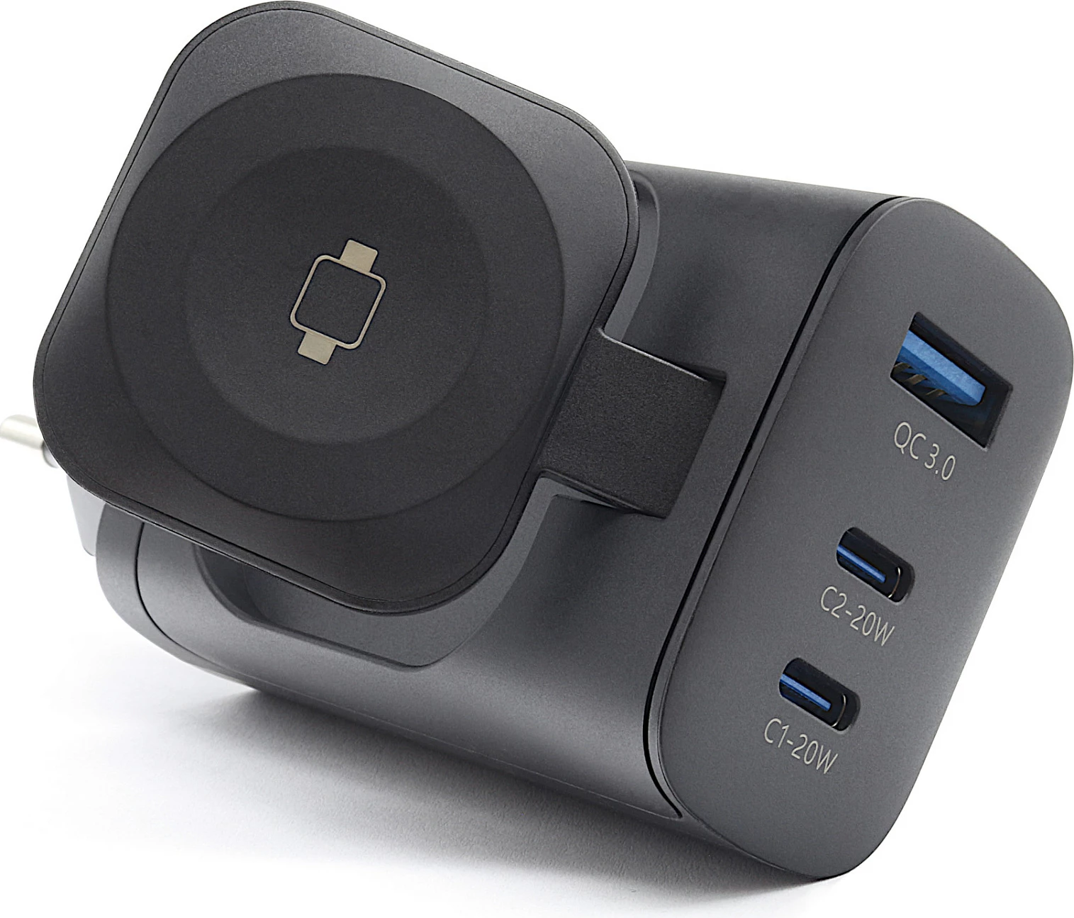 Karikues muri RealPower 450476, 43W, 2x USB-C PD 20W + USB-A QC 3.0, wireless charging, i zi