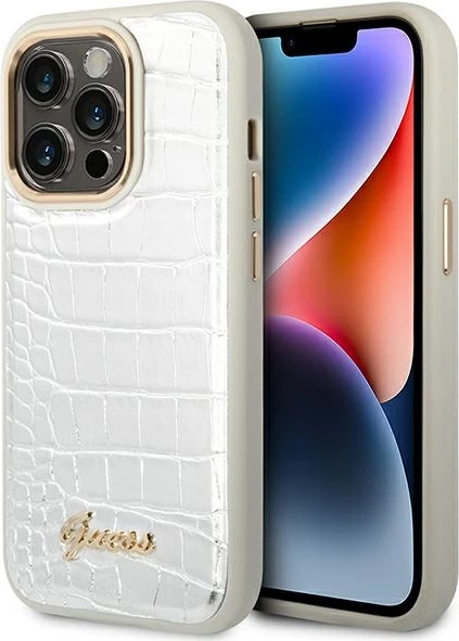 Mbështjellës Guess Croco Collection për iPhone 14 Pro 6.1", argjendtë