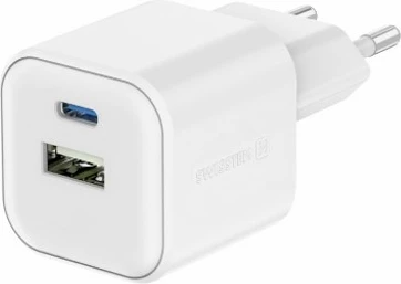 Karikues SWISSTEN 12W 1x USB-C + 1x USB-A , i bardhë