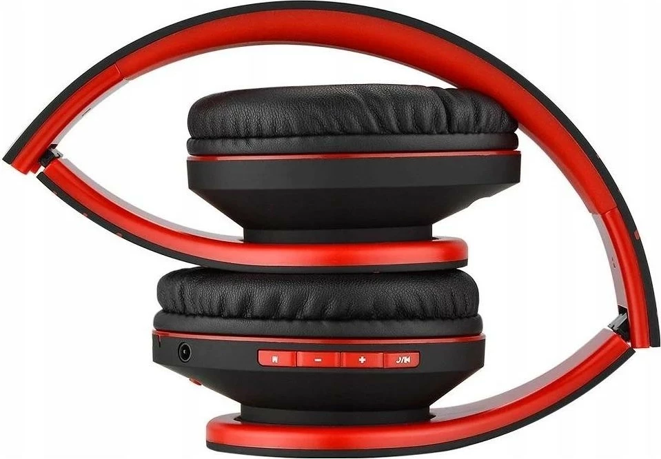 Kufje PowerLocus P2, Bluetooth 5.3, microSD, Radio FM, me mikrofon, on-ear, e zezë/kuqe