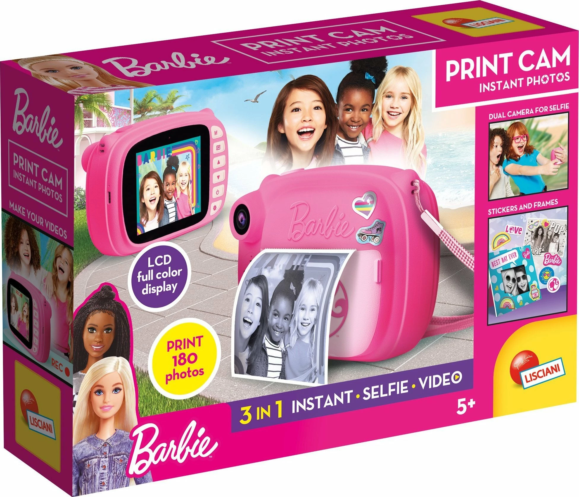 Kamerë digjitale Lisciani Barbie Print Cam, printim instant, kamerë e dyfishtë, rozë