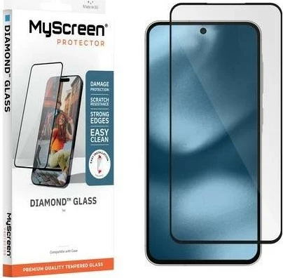 Xham mbrojtës MyScreen Diamond Glass Edge Full Glue për Samsung Galaxy S26 FE, 9H, i zi