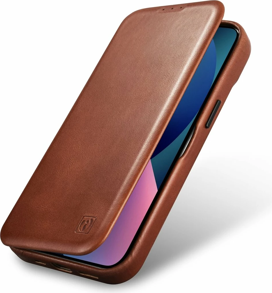 Mbështjellës iCarer Oil Wax Premium Leather Folio për iPhone 14 Plus, MagSafe, kafe