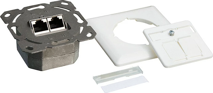 Prizë muri rrjeti LogiLink Cat.6, 2xRJ45 STP, horizontale, e bardhë