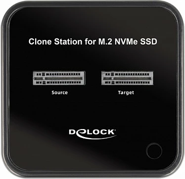 Docking station DeLOCK për 2x M.2 NVMe SSD me klonim, USB-C 10 Gbit/s, e zezë