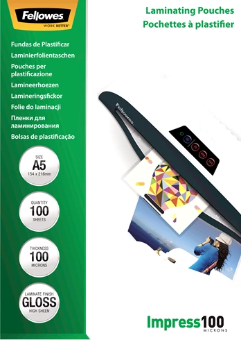 pocheta laminimi Fellowes Impress100 A5 100 mikron, paketim 100 copë