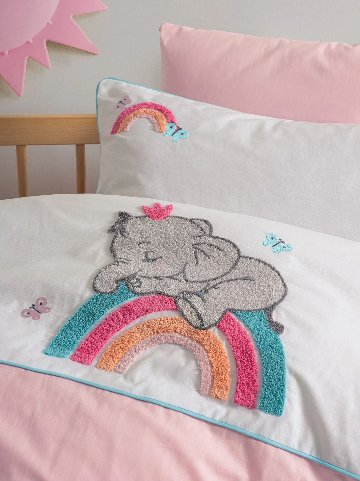 Set mbulesash për quilt për bebe, Ranforce L'essentiel, Lucky - rozë