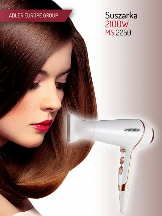 Tharëse flokësh Mesko MS2250 2100W e bardhë/rozë e artë