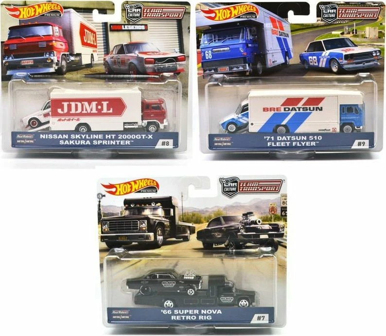 Set automjetesh transporti Hot Wheels 50th Anniversary FLF56, 1:64 metal, shumëngjyrësh, set 2 copë