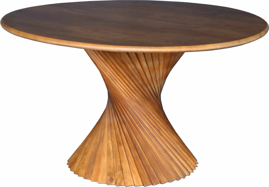 Tavolinë Twist, dru akacie, ngjyrë arre, 130x130x77cm