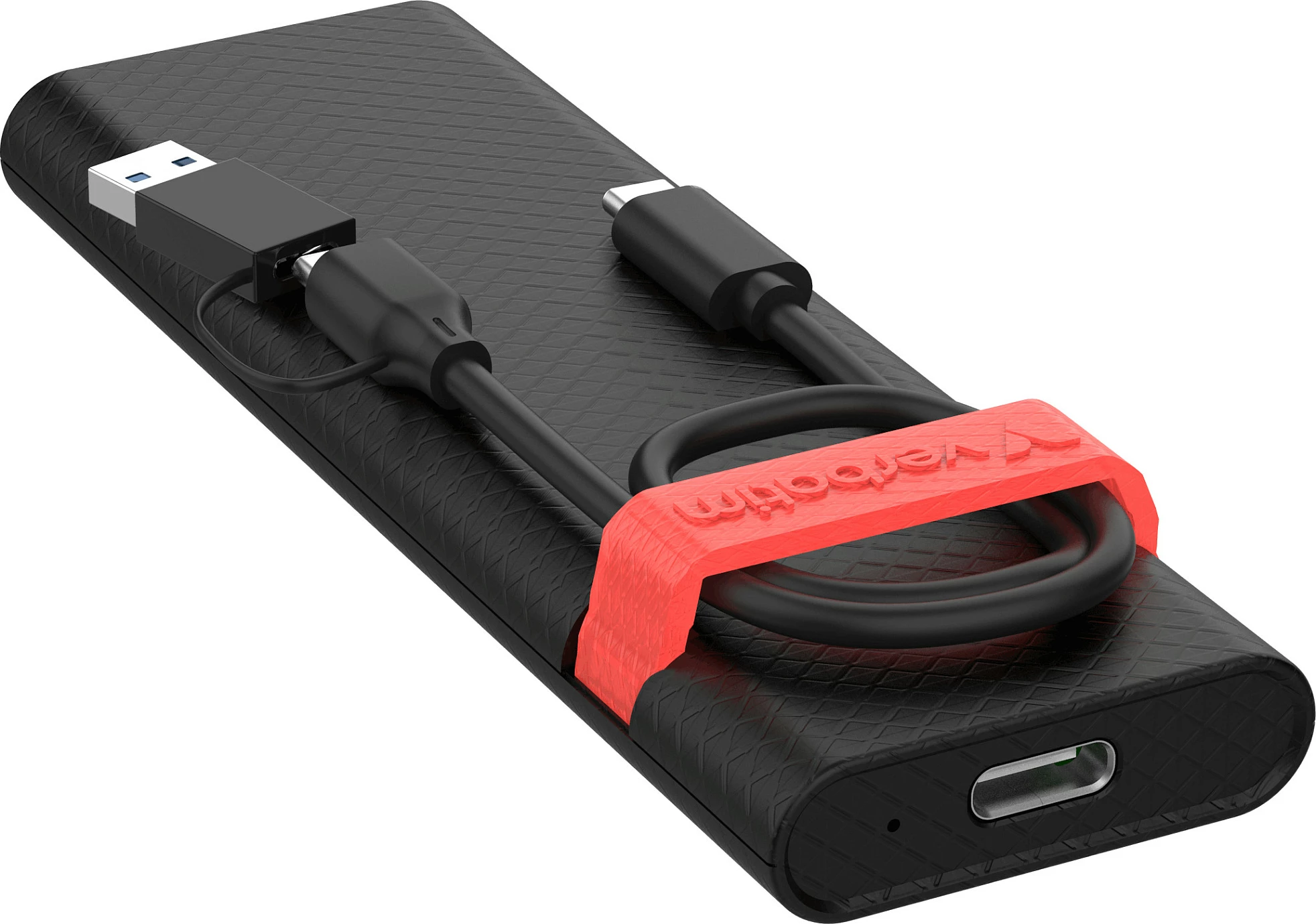 Kasë për SSD M.2 NVMe Verbatim Store ´n´ Go, USB-C USB 3.2 Gen2 10Gbps, e zezë/kuqe