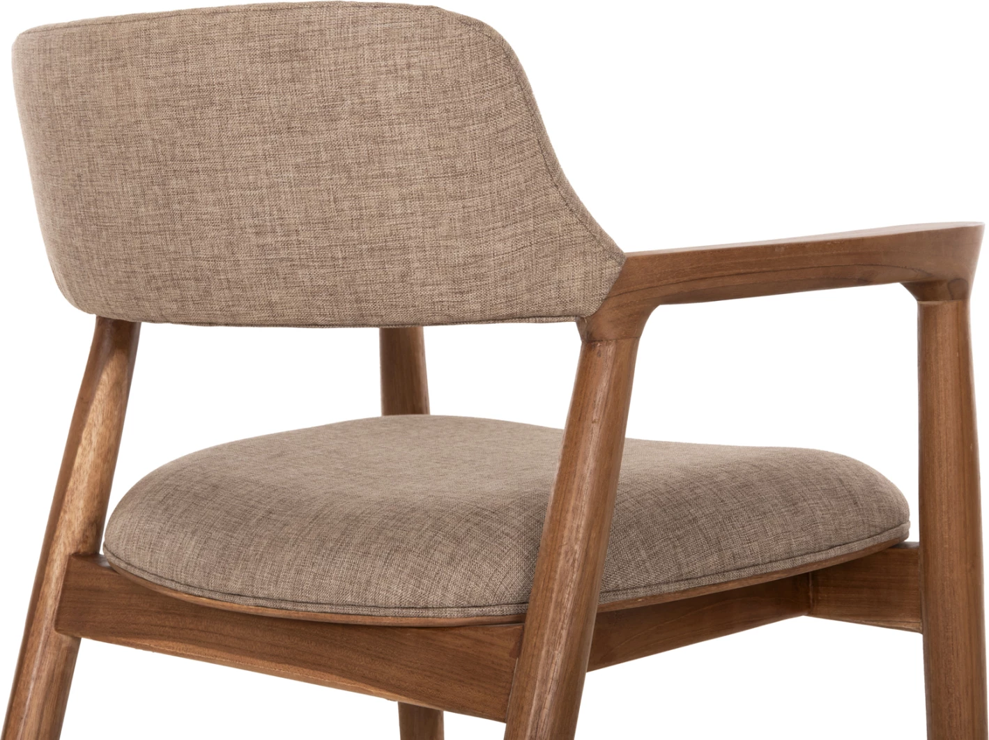 Karrige me krahë JAMES, dru tik natyral, material shampanjë, 57x52x76cm