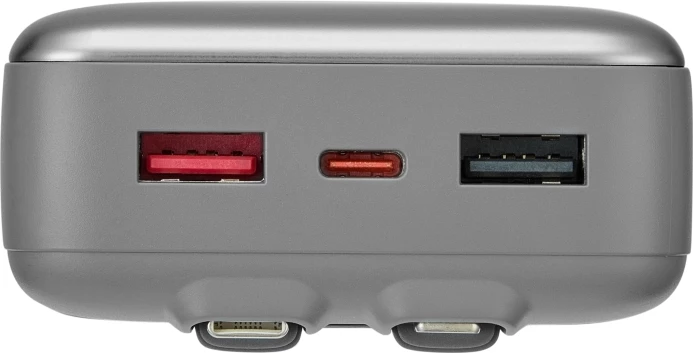 Powerbank RIVACASE VA2612 20,000 mAh 30W, LCD ekran, kabllo të integrume Type-C & Lightning, grafit