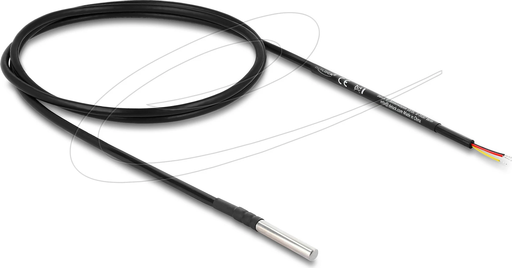 Sensor i temperaturës DeLOCK 91407, kabllo 1 m, -40 deri 150°C, PVC, i zi