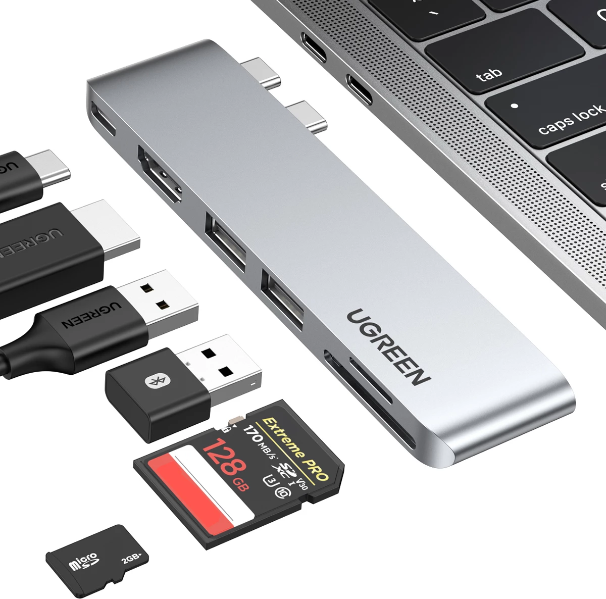 HUB Ugreen CM380, 2xUSB C, HDMI, 2xUSB 3.0, SD/TF, USB C PD, Gri